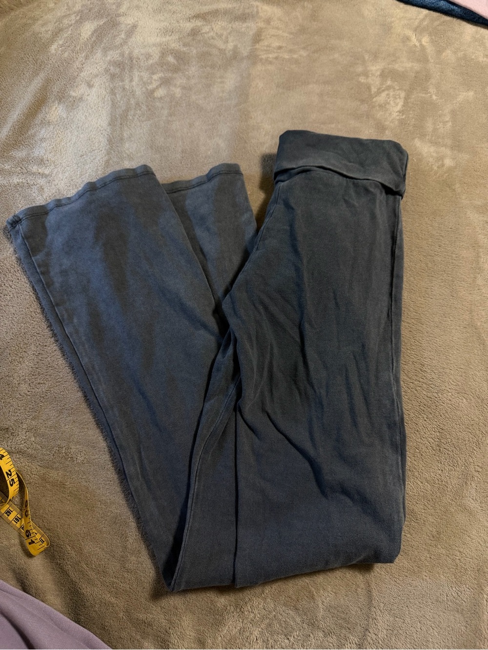 Zara Kids Fold-Over Waist Charcoal Gray Leggings